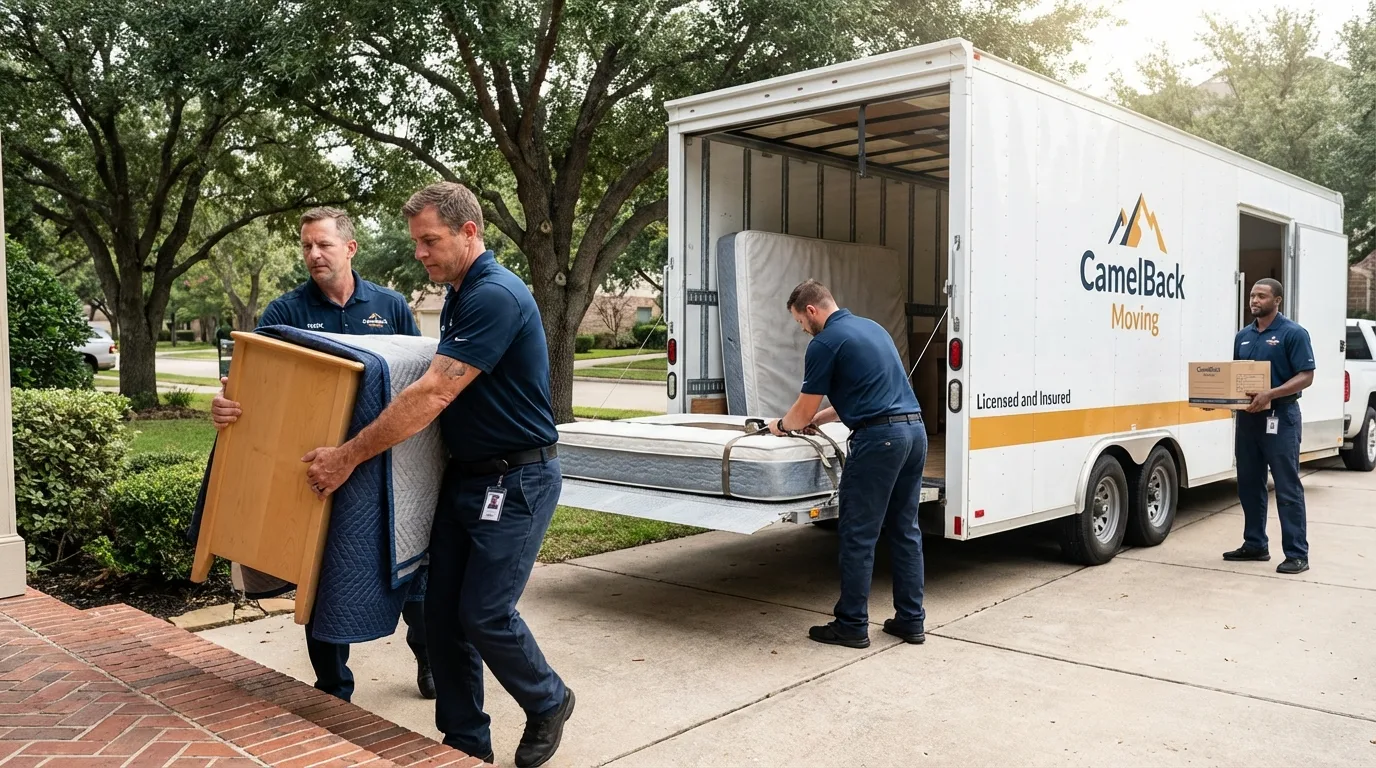 Crew loading residential truck for cross-state move from Glenview, IL